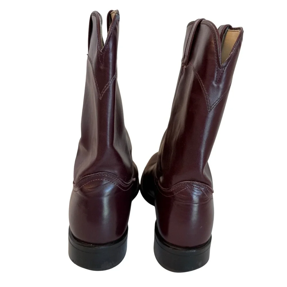 Laredo Cowboy Boots Mens 9D Burgundy Leather Western Made in USA Oxblood Vintage